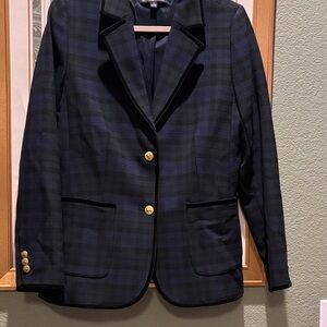 Brooks Brothers Dark Plaid Blazer with Gold Accents